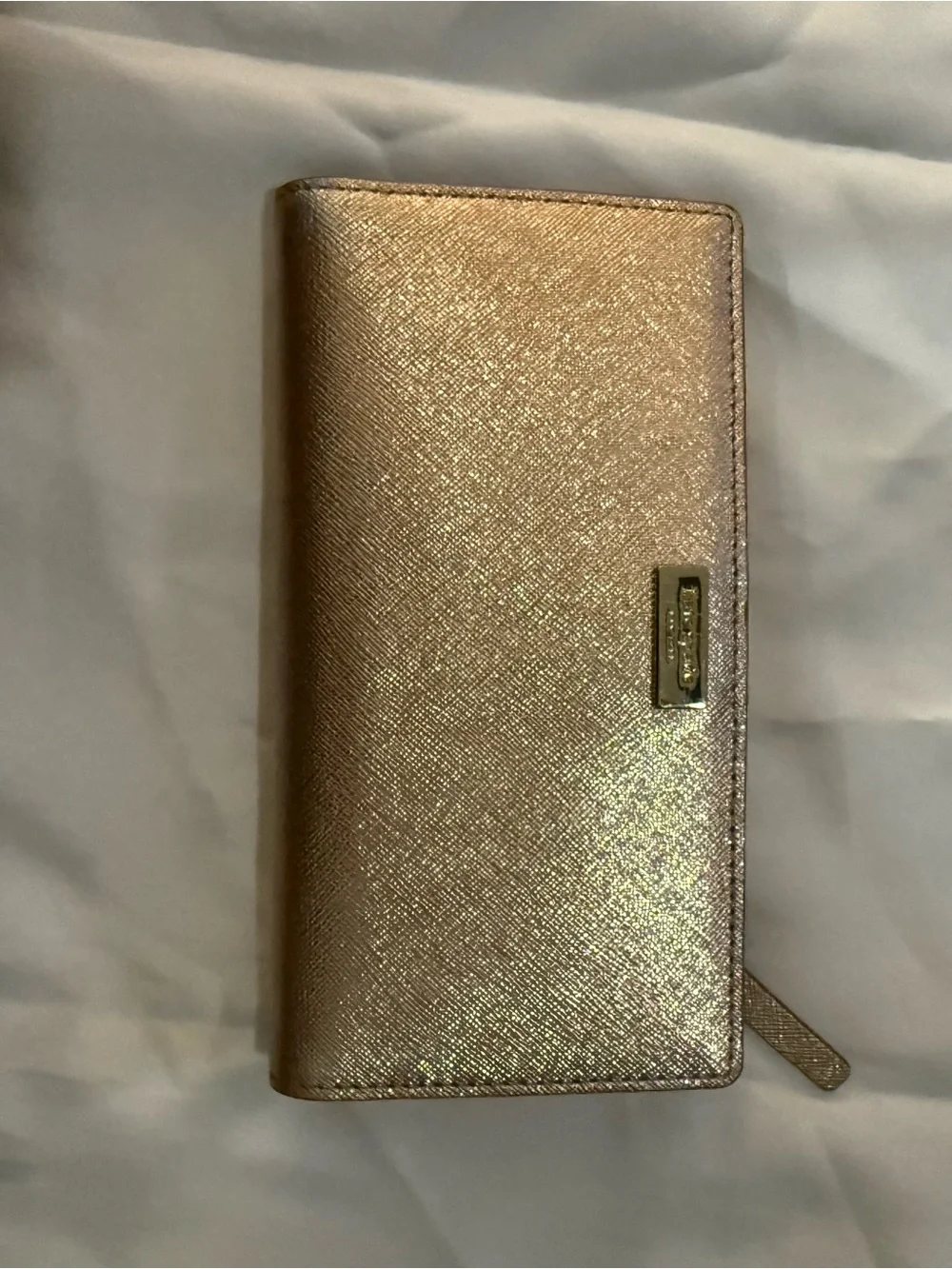 kate spade metallic gold long wallet
